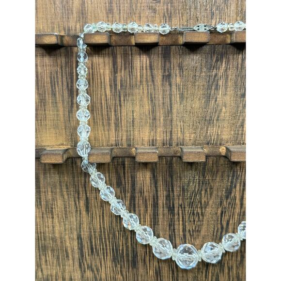 Vintage Clear Glass Graduated Bead Necklace – 16” with Sterling Clasp - Picture 5 of 8